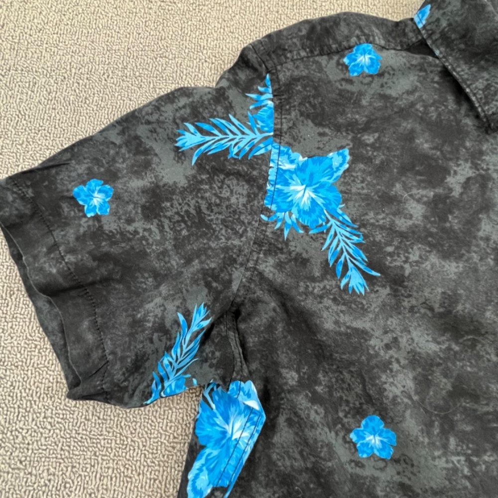 Hurley Shirt Adult Extra Large Black Button Up Blue Floral Casual Outdoor Men - Picture 2 of 12